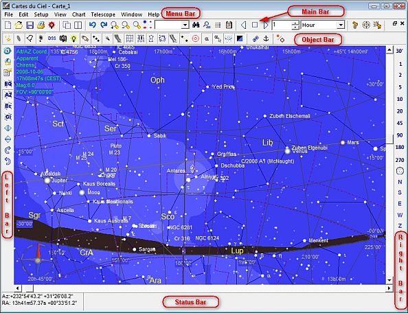 Cartes du Ciel-SkyChart Window Cartes du Ciel-SkyChart Window