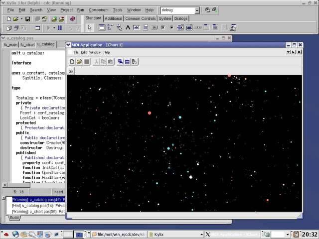 Historical image: My first sky chart run on Linux!
