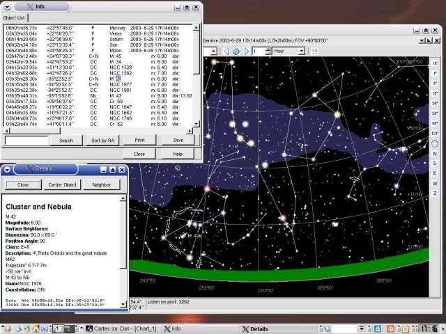 Object list and detailed information window