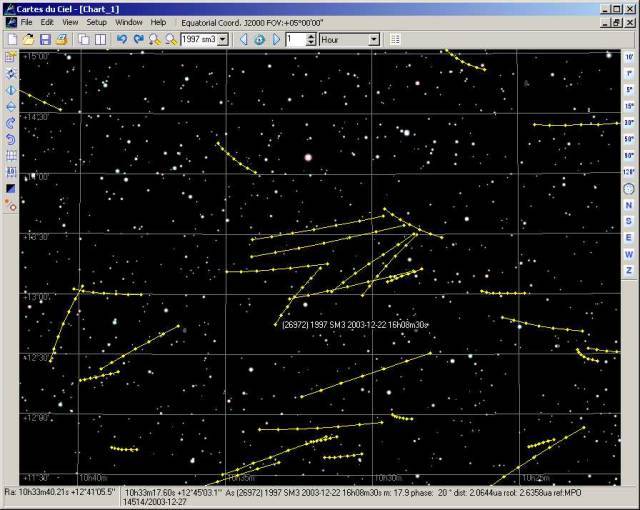 Asteroids displacement in one week