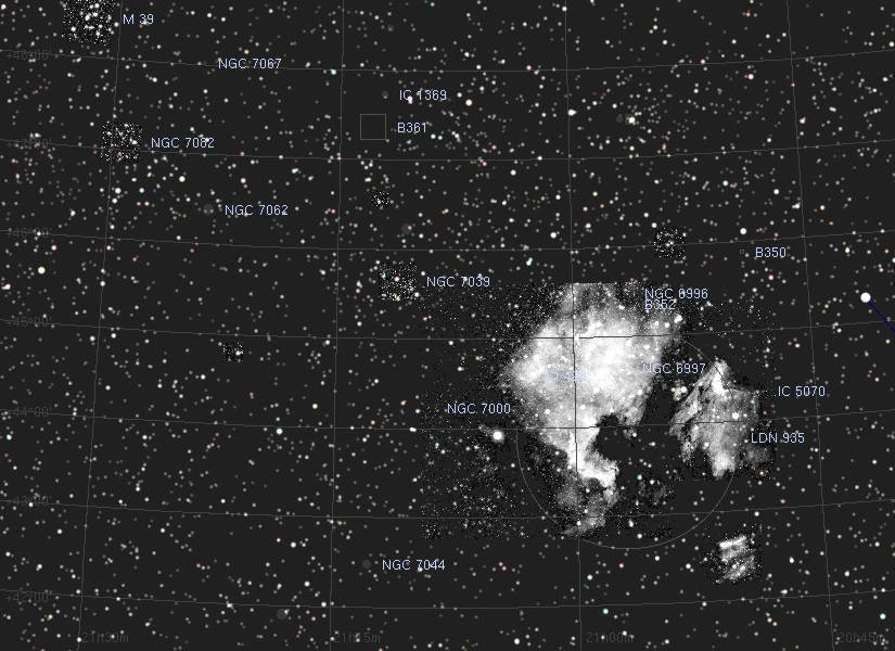 NGC 7000 area with picture database