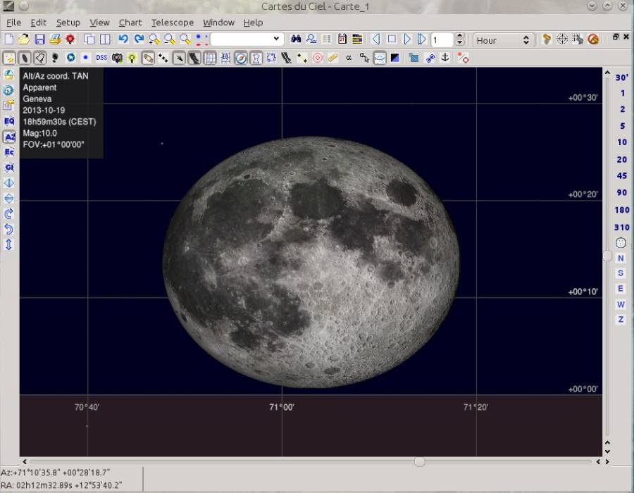 Moon rise with flattenning by the atmospheric refraction