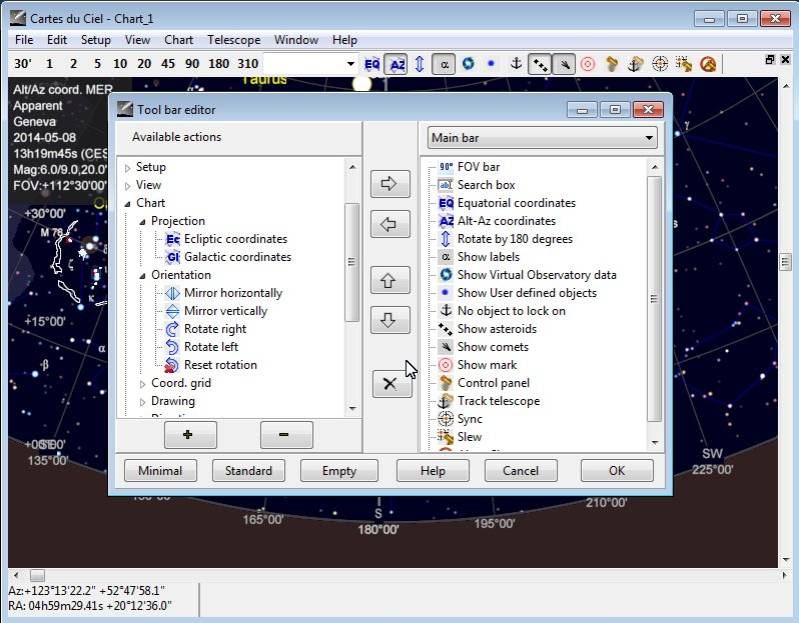 The tool bar editor