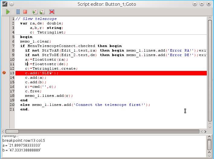 Script editor and debugger